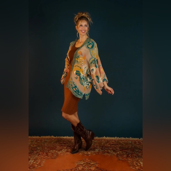 Powder The Folk Art Floral Kimono Jacket, OSFM - Picture 6 of 14